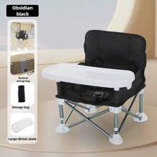 1pc Baby Multifunctional Foldable Lightweight Small Dining Chair, Baby Outdoor Portable Foldable Camping Beach Dining Chair For Picnicking, Beach Photography - Grey - View 10