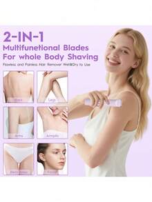 Women Bikini Trimmer, Dual-Head Hair Trimmer For Women,2-In-1 Bikini Shaver With Ceramic Blade Heads & Type-C Charging Port, Electric Razors For Women Pubic Hair,Underarms,Legs,Arms,Face - Multicolor - View 8