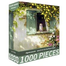 1 Box 1000 Piece Jigsaw Puzzle Toy, 70cm*50cm Size, Landscape & Cartoon Oil Painting Style, Adult Stress Relief, Decorative Art, Suitable For Halloween, Christmas, Holiday Gifts