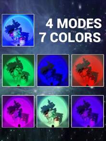 Sunset Projection Lamp - USB Powered Color Changing LED Sunset Night Light, 7 Color Breathing Modes, 360° Rainbow Ambient Mood Lighting For Bedroom, Home Decor, Christmas, Parties, Relaxation, And Meditation