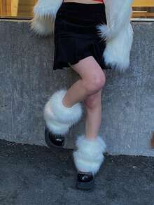 1 双仿兔毛暖腿套，厚保暖内衬 JK 聚拢袜，秋冬 - 白色 - 查看 2