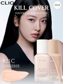 Clio 35ml K-Beauty KILL COVER Foundation THE ORIGINAL, Highly Blendable Liquid Foundation, Medium To Full Coverage, Natural Radiant Finish, Flawless Skin, Weightless, Long-Lasting Glow, Suitable For Sensitive Skin, Korean Makeup - 21C LINGERIE - View 10