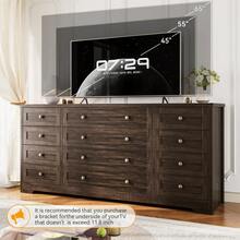 LIZHOUMIL 12 Drawers Wood Dressers For Bedroom,16" Wide TV Stand Dresser For 65 Inch TV,Long Wooden Dresser For Living Room, Hallway - màu nâu - Xem 2