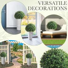 Set Of 2 24 Inch Artificial Topiary Boxwood Ball Trees With Ground Spikes, Realistic Outdoor Fake Bush Plants, Artificial Cedar Balls Artificial Bushes Plastic Plants For Outdoor Indoor Front Porch Garden Decoration - 綠色 - 查看 3