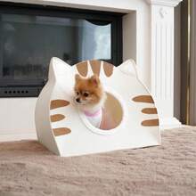 Pet House For Cats And Small Dogs – 100% Cotton Soft Bed – 44x50x34 Cm – Breathable, Comfortable, Made In Turkey - White - View 4