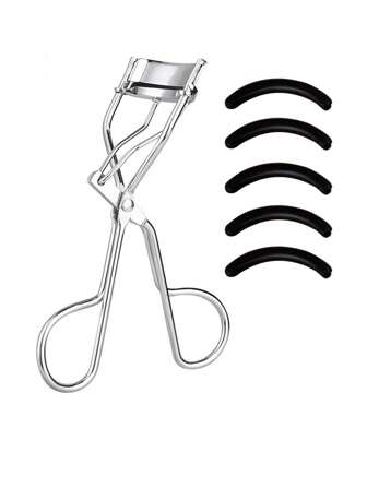 1个便携式银色睫毛夹，配有5个硅胶垫；1个不锈钢睫毛夹；持久定型，打造更大眼型；不伤睫毛；适合日常妆容；睫毛夹；化妆；价格实惠；房间装饰；梳妆台；旅行；卧室；化妆配件；睫毛夹；价格实惠；圣诞礼物；化妆品；化妆工具；便宜好物；礼物；女士礼物；圣诞礼物