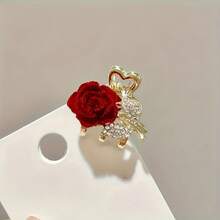 1/2 piezas Elegantes Pinzas para el cabello con cristal en forma de corazón y orejas de conejo, accesorios de cabello de estilo vintage unisex adecuados para uso diario, tipo de cabello normal, herramientas y accesorios para el cabello, excelentes para vacaciones, fiestas, vacaciones, regalo ideal