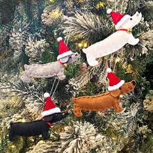 1pc Christmas Decoration, Cute Cartoon Dachshund Dog Ornament For Christmas Tree - Multicolor - View 1