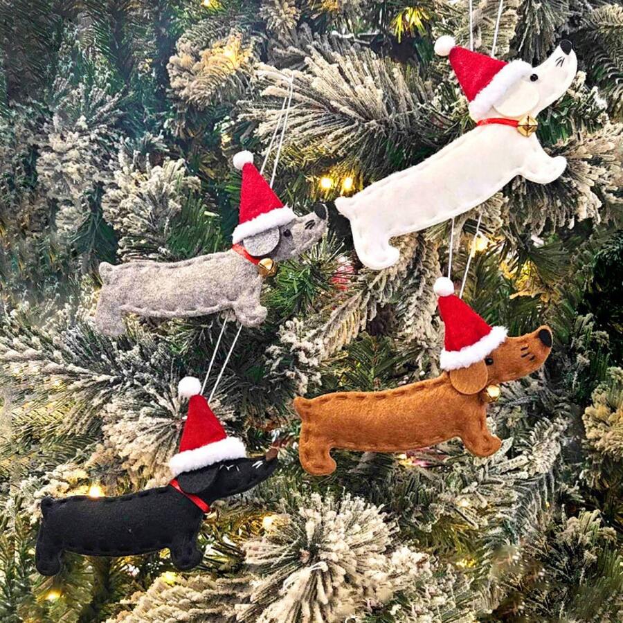 1pc Christmas Decoration, Cute Cartoon Dachshund Dog Ornament For Christmas Tree - Multicolor - View 1