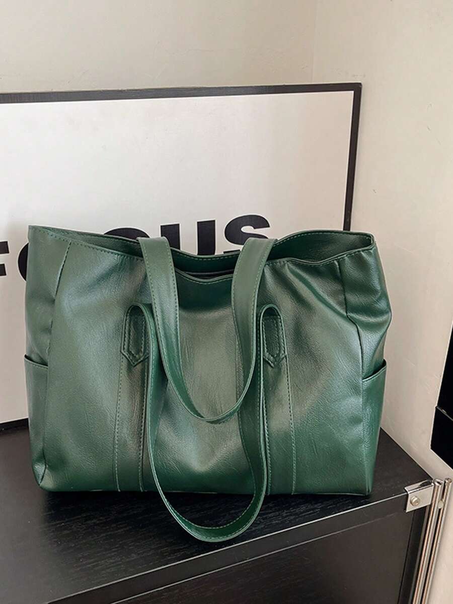 Large Capacity Tote Bag For Women New Style High-End Fashionable Versatile Commuting Handbag Shoulder Bag - màu xanh lá - Xem 1