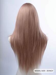 1. 合成耐热假发，带刘海，粉棕色长直发，由 28 英尺长的纤维制成，适合日常使用，天然人造假发 - 粉棕色 - 查看 4