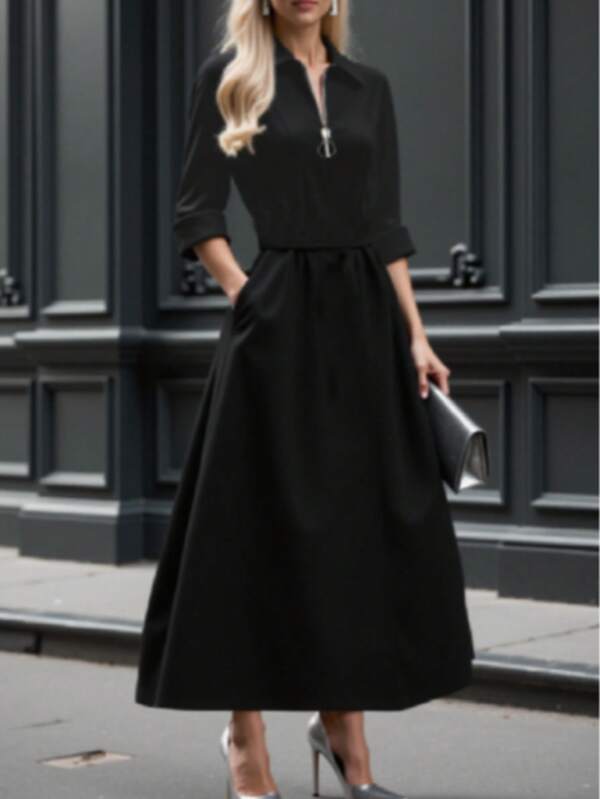 Vestido largo elegante de alta gama con cintura ceñida para mujer, Otoño/Invierno 2025