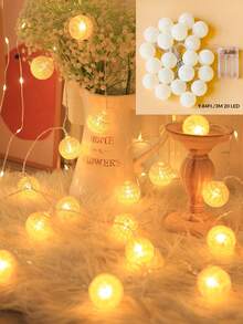 1pc 1.5m/3 Meters 10/20 LED Decorative String Lights, Indoor Bedroom Decor Ball Lights, Room Wall Decor LED String Lights, Baby Tent Decor Lights, Wedding Decor, Birthday Party Decor Lights, Outdoor Camping Tent Decor LED Ball Lights, Suitable For Christmas Tree Decor, Christmas Tabletop Decor Lights - Huang Guang - View 14