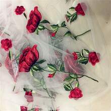 قماش تول مطرز بالزهور بالياردة، قابل للغسل باليد فقط، نمط الوردة، قماش مناسب لصنع فساتين الزفاف والملابس والتنانير والديكور - متعدد الألوان - مشاهدة 16