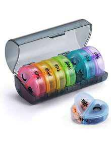 1 Set Of 7-Day Portable Pill Storage Box (7 Dispensing Boxes+1 Storage Box),Medicine Box,Pill Holder, Pill Container, Candy Box Pill Organizer, Pill Box, Pill Case, Multi-Color Travel Medicine Storage Container With Compartments, Used For Organizing Morning/Afternoon/Evening Medicines, 21 Grid Black Medicine Box Classification Box, Portable Medicine Box Plastic Sorting Box - Multicolor - View 16