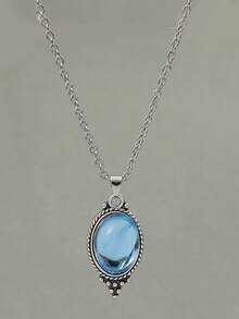 1 件复古波西米亚石榴石吊坠项链女士创意华丽雕刻红色个性化项链珠宝配饰