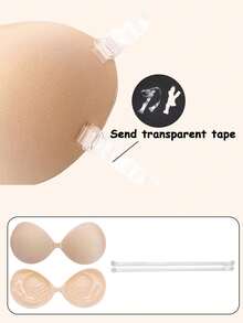 1pc 3CM Thick Adhesive Bra, Backless Strapless Invisible Bra For Small Bust, Reusable Padded Bra - Black - View 6