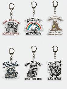 1PC Rocking Raccoon Keychain: Cute And Fun Raccoon Keychain, Perfect Gift For Bag Accessories, Jewelry Lovers. Ideal For Girlfriends And Boyfriend ,Party Event Gifts , Animal-Themed Cell Phone Decorations, Etc. Car Accessories Bag Charm School Cartoon Animal Gifts For Mother, Father, Graduation, And Teacher - Multicolor - View 7