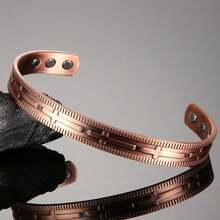 1 chiếc vòng tay có thể điều chỉnh bằng đồng nguyên chất từ tính, thủ công rỗng cổ điển, khảm Zirconia, năng lượng lành mạnh cho bệnh viêm khớp - đường rỗng - Xem 15