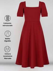 Milimetrica Elegant Loose Pregnancy Women's Midi Dress With Evangelical Princess Sleeves Congregate - 紅木色 - 查看 8