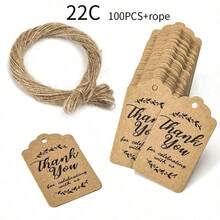 100Pcs/Pack Thank You For Your Tags And Ropes, Party And Holiday Decoration Kraft Paper, Gift Tag Tags, DIY Handmade Thank-You Tags, Holiday Gift Tag Tags, Party And Wedding Decoration, Blank Tags, Holiday Party Decoration, Christmas Gift Tag Tags