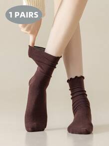 1/6/7 Pairs Cute Lace Trim Women Socks, Soft Comfortable Loose Top Fall Socks For Casual Wear And Daily Home Use,Red Socks - Multicolor - View 11