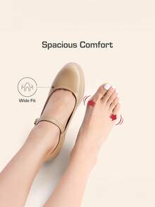 Women's Chunky Low Block Heels Pumps Mary Janes Closed Round Toe Comfortable Elegant Solid Color Dating Vacation Classic Dress Work Shoes - 杏色 - 查看 5