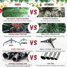 Artificial Warm White LED Christmas Tree, Including Four Size Options (4ft/5ft/6ft/7ft/), Made Of PE/PVE Mixed Material, Simulated Leaves, Equipped With A Sturdy Metal Frame, Suitable For Supermarkets, Cafes, Home Living Room Lights Christmas Holiday Decoration