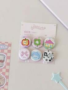 6 件迷你复古风格胸针徽章套装，适用于日记装饰办公室配件衬衫夹克珠宝万圣节衣服别针趣味可爱教师礼物 - 彩色 - 查看 4