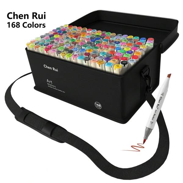 168/120/100/80/60/48 Colours Dual Tip Art Markers Sketch Pens Brush & Chisel Permanent Marker Pens With Base & Outline Markers Drawing Supplies Kit Perfect For Artist Adults Anime Coloring Sketching Illustrations And Card Making Gift For Christmas New Year Back To School