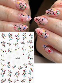 2 pezzi Adesivi per unghie natalizi con lanterne luminose a forma di fiocco di neve, lampadine colorate che brillano al buio, per celebrazioni e feste di Capodanno, accessori per unghie fosforescenti