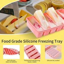 NECOOKS Silicone Soup Freezer Molds, 6-Cavity Freezer Tray With Lid, Ice Cube Trays Large Soup Freezer Containers Molds For Freezing Broth, Sauce, Leftovers - Hồng - Xem 2