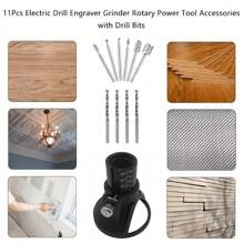 1/7/11/29pcs Rotary Tool Locator Sets - DIY Woodworking Locator - Multi-Bit Precision Locator, Perfect For DIY And Professional Carpentry Uncharged Electric Drill Accessories, No Battery Required, Versatile Material- Rotary Tool Guide Attachment Set - Including 1/8" (3Mm) Shank HSS Router Bits And Twist Drill Bits. - Multicolor - View 9