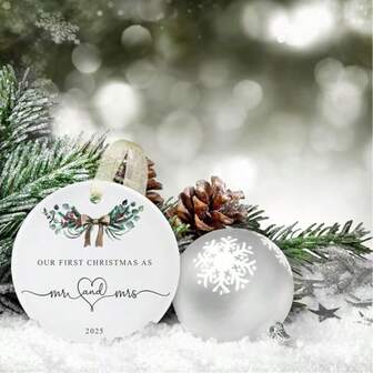 First Christmas As A Couple 2025 Ornaments, First Year Wedding Ornaments For Newlyweds, Our First Married Christmas Ornaments, Acrylic Hanging Ornaments… Home Decor Christmas Decorations Room Decor