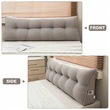 Triangular Headboard Pillow Daybed Wedge Pillow With Side Pockets, Bed Rest Reading Pillow With Removable & Washable Cover, Bed Gap Filler, Bolster Backrest Support Cushion For Twin/Queen/King Beds