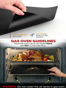 1pc 40*33cm Oven Liner, Suitable For Electric Or Gas Ovens, Used As Oven Bottom Liner For Easy Cleaning, Reusable And Washable Non-Stick Oven Protector Mat, Baking Mat, Classic Black - Black - View 4