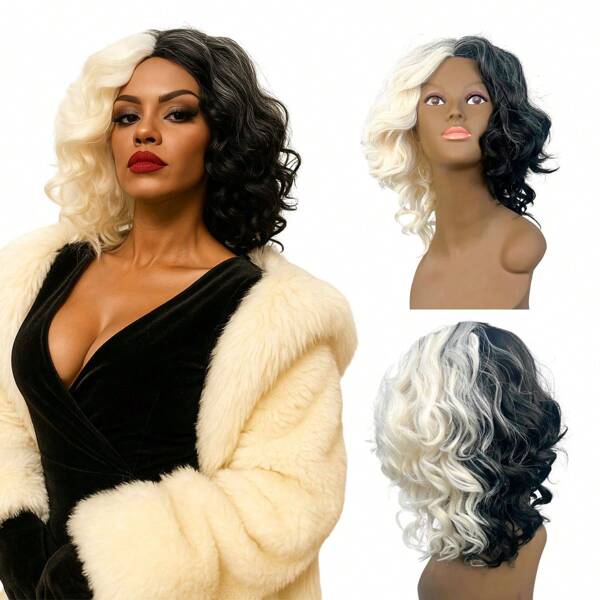 Peruca Lace Wig Ondulada Curta Modelo Cosplay similar ao natural Fibra OrgânicaCruela