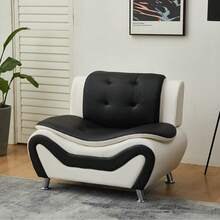 Leather Living Room Furniture Sets, Sectional Sofa Sets Modern Faux Leather Couch For Living Room Furniture Living Room Living Room Set Sectional Couch,Black & White-1pc Chair - Black & White-1pc chair - 查看 5