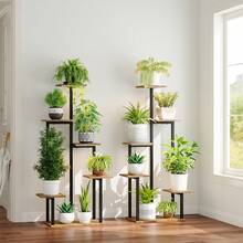 3/5-Story Indoor Plant Stand, Space-Saving Flower Pot Rack, Multi-Story Wrought Iron Flower Pot Display Rack, Used In Living Room, Terrace, And Balcony - 黑色 - 查看 4