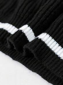 1pc Men's Black Crew Neck Sweater, Casual Loose Fit Knit Pullover For Home, Commute, Daily Wear, Outdoor, School, Street, Vacation, Versatile, Autumn/Winter