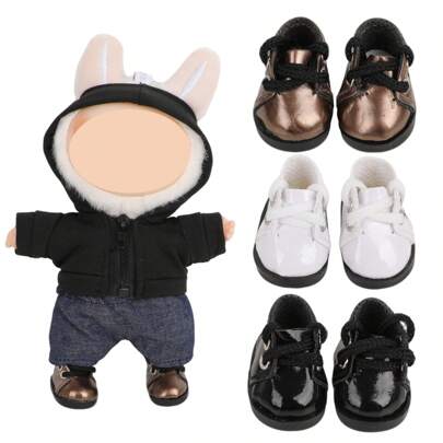 1 para 17-centymetrowych butów LBB, płaskie buty w jednolitym kolorze, urocze i modne buty dla lalek, pasujące do sukienek dla lalek i spodenek, idealne dla lalek LLabubu pierwszej i drugiej generacji, akcesoria dla lalek dla dziewczynek i uczennic, przyjęcia świąteczne, prezenty urodzinowe