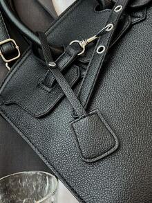 Nouveau sac à main pendant 2025  souple motif litchi, style mode euro-américain pour l'épaule et le corps croisé, convient pour un usage quotidien des femmes, le travail, les déplacements, les voyages, les vacances, les sorties, les cadeaux - Noir - Voir 7