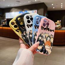 Light Pink Silicone Phone Case With Haikyuu Anime Character Group Illustration (Vibrant Manga - Style Graphics,Animated Character Design) - Stylish, Shockproof, Thick Protective Cover For IPhone 16/16 Pro/16 Plus/16 Pro Max/15 Pro Max/13/14/12