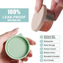 6 Packs Salad Dressing To Go Containers, 1.6 Oz Small Stainless Steel Sauce Cups With Leakproof Silicone Lids, For Lunch Boxes, Picnics And Travel,School Supplies