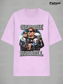 Camiseta F1 George Russell Bootleg Mercedes-Benz 100% Algodão unissex - Rosa Bebê - Visão 1
