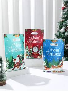 50pcs Christmas Gift Bags Handbags,Santa Claus Snowman Christmas Tree Design Plastic Bags,Holiday Party Favor Bags,Christmas Gift Decoration Bags, Merry Christmas Decorations,Christmas Party Supplies, Christmas Small Gift Bags,Shopping Small Goods Wrapping Bags,Christmas Gift Wrap Supplies,Perfect For Small Presents
