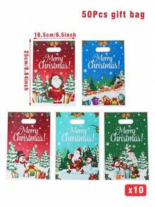 50pcs Christmas Gift Bags Handbags,Santa Claus Snowman Christmas Tree Design Plastic Bags,Holiday Party Favor Bags,Christmas Gift Decoration Bags, Merry Christmas Decorations,Christmas Party Supplies, Christmas Small Gift Bags,Shopping Small Goods Wrapping Bags,Christmas Gift Wrap Supplies,Perfect For Small Presents
