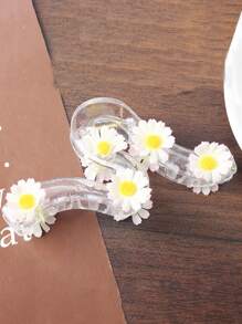 1 件夏季花卉大爪夹，10 件雏菊花 PVC 发爪夹，发爪用于盘发，几何半发髻发夹，女士百搭发饰，婚礼新娘，日常佩戴，海滩配饰时尚发夹女士发夹花夹用于头发秋季配饰