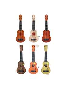 1pc Toy Classical Ukulele Guitar Musical Instrument, ABS Plastic Material, Brown, Halloween Gift