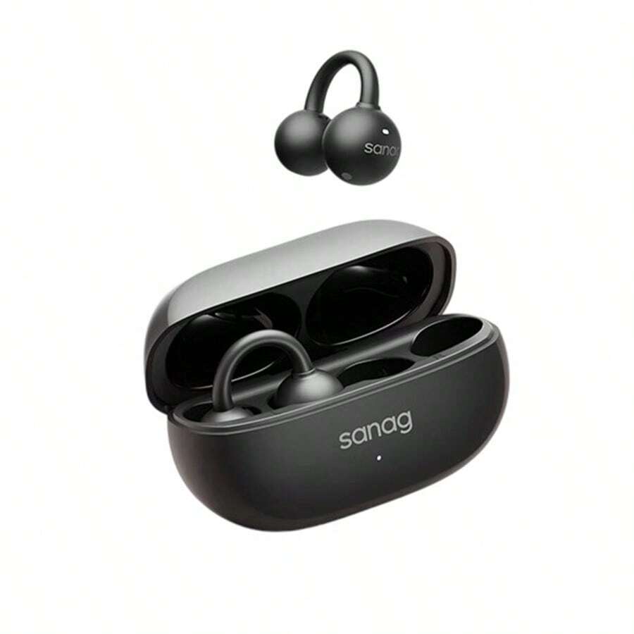sanag F20S Pro 骨传导运动耳机，开放式设计，蓝牙低延迟，智能动态调谐立体声质，稳固贴合，不易脱落，墨黑色